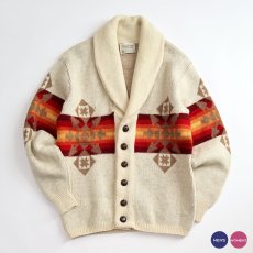 画像1: 70's Pendleton WOOL JACQUARD KNIT SHAWL COLLAR CARDIGAN (1)