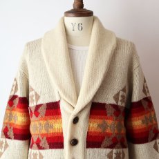 画像11: 70's Pendleton WOOL JACQUARD KNIT SHAWL COLLAR CARDIGAN (11)