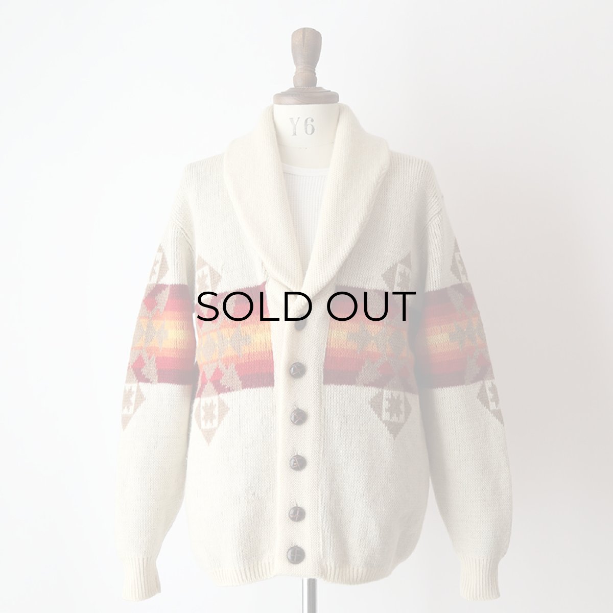 画像12: 70's Pendleton WOOL JACQUARD KNIT SHAWL COLLAR CARDIGAN (12)