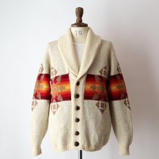 画像12: 70's Pendleton WOOL JACQUARD KNIT SHAWL COLLAR CARDIGAN (12)