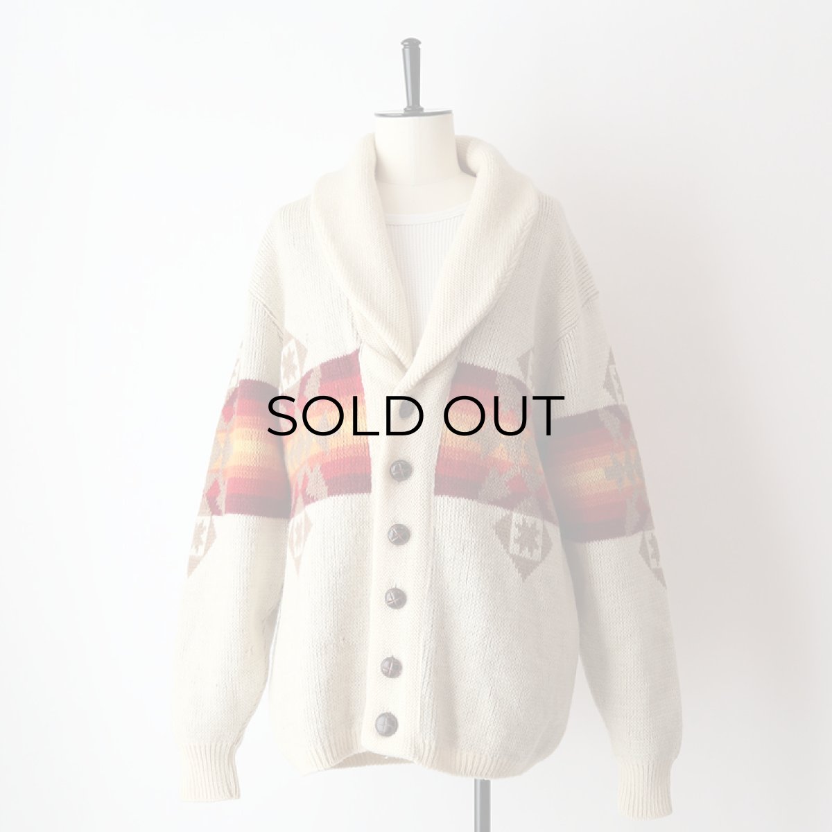 画像15: 70's Pendleton WOOL JACQUARD KNIT SHAWL COLLAR CARDIGAN (15)