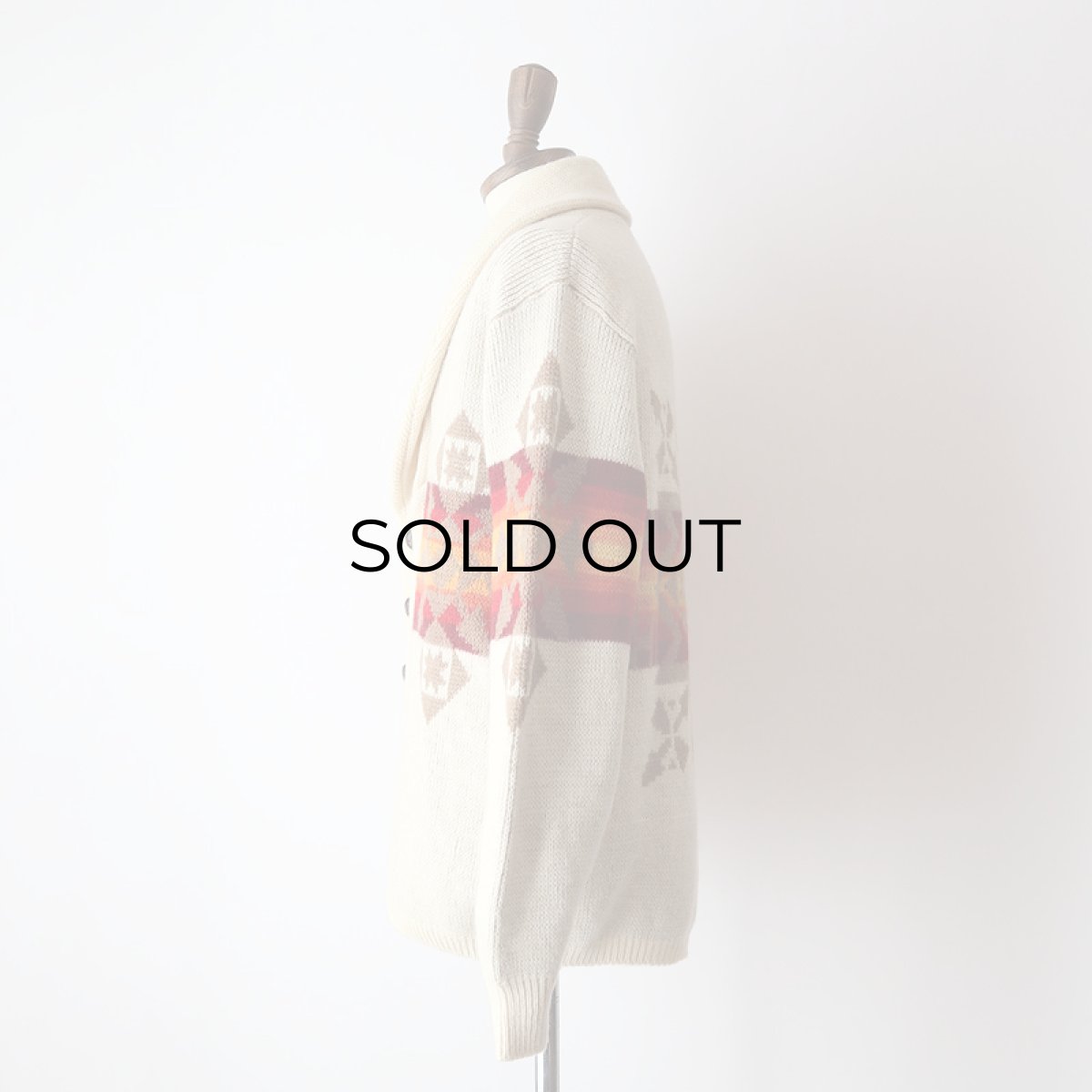 画像13: 70's Pendleton WOOL JACQUARD KNIT SHAWL COLLAR CARDIGAN (13)