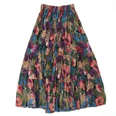 画像1: Coldwater Creek RAYON FLORAL PRINT TIERED MAXI SKIRT (1)