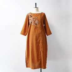 画像9: OLD UNKNOWN BRAND CHECK EMBROIDERED DRESS (9)