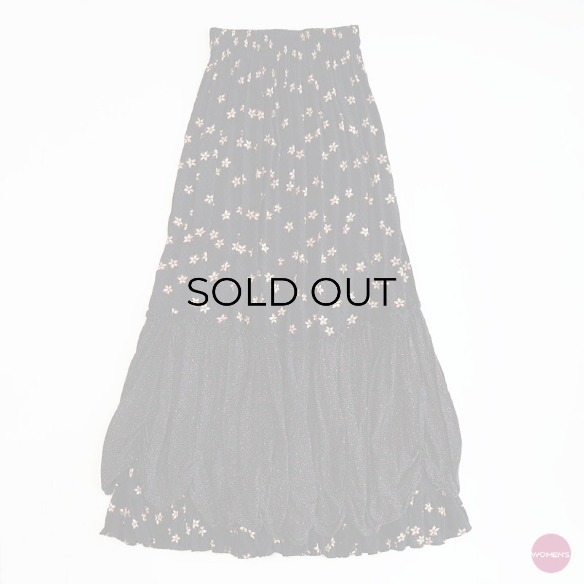 画像1: OLD Anna Bella RAYON FLOWER PRINT TIERED SKIRT "MADE IN USA" (1)