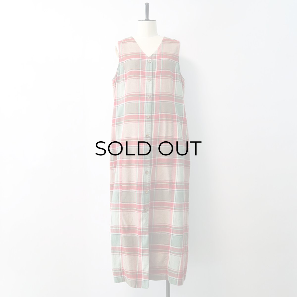 画像8: G.H. BASS & Co. COTTON CHECK N/S FRONT BUTTON DRESS (8)