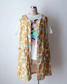 画像11: 70's UNKNOWN BRAND HANDMADE COTTON PILE ALL OVER FLOWER PATTERN N/S TUNIC (11)
