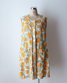 画像12: 70's UNKNOWN BRAND HANDMADE COTTON PILE ALL OVER FLOWER PATTERN N/S TUNIC (12)