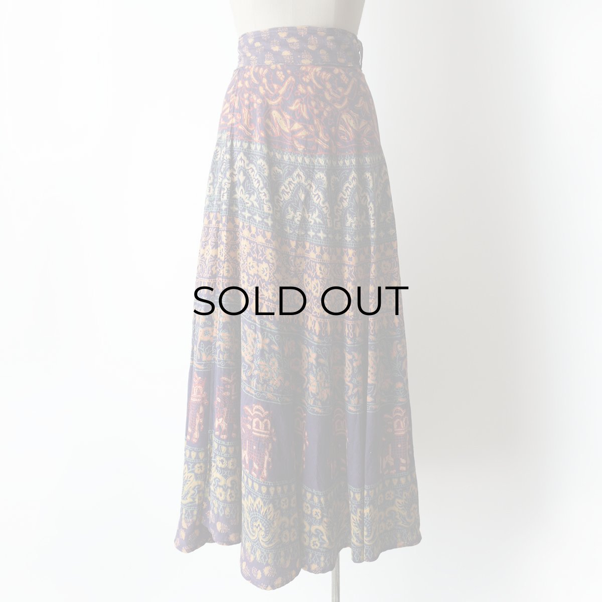 画像1: OLD UNKNOWN BRAND INDIAN COTTON WRAP MAXI SKIRT (1)