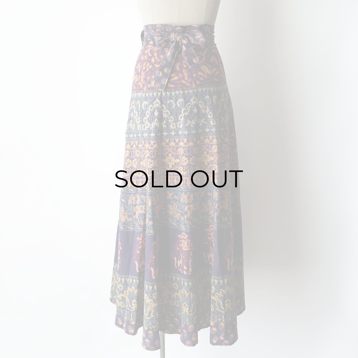 画像3: OLD UNKNOWN BRAND INDIAN COTTON WRAP MAXI SKIRT (3)