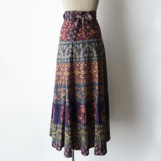 画像3: OLD UNKNOWN BRAND INDIAN COTTON WRAP MAXI SKIRT (3)
