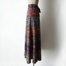 画像2: OLD UNKNOWN BRAND INDIAN COTTON WRAP MAXI SKIRT (2)