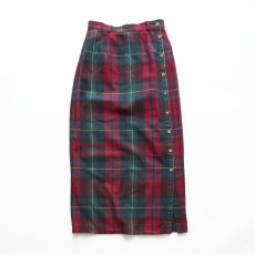 画像1: FSTOP COTTON CHECK SIDE BUTTON MIMOLET SKIRT "MADE IN USA" (1)