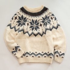 画像1: OLD UNKNOWN BRAND WOOL HAND KNIT NORDIC SWEATER (1)