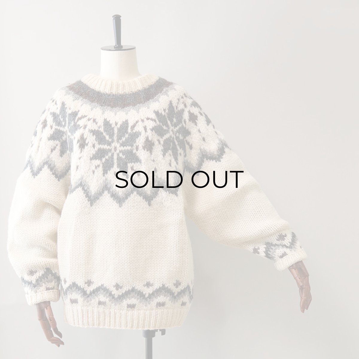 画像7: OLD UNKNOWN BRAND WOOL HAND KNIT NORDIC SWEATER (7)