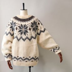 画像7: OLD UNKNOWN BRAND WOOL HAND KNIT NORDIC SWEATER (7)