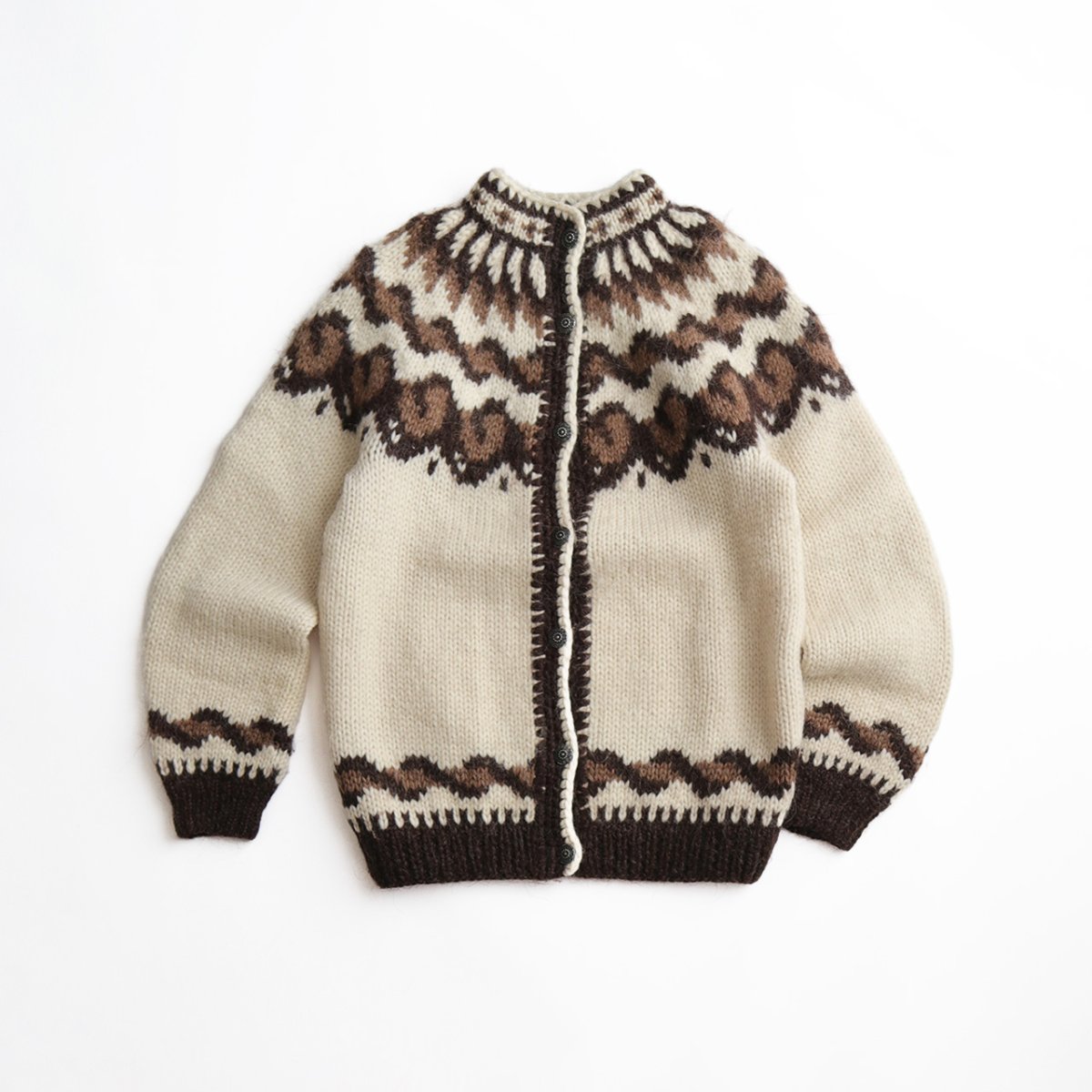 画像1: OLD ICEWOOL WOOL HAND KNIT ICELANDIC CARDIGAN "MADE IN ICELAND" (1)