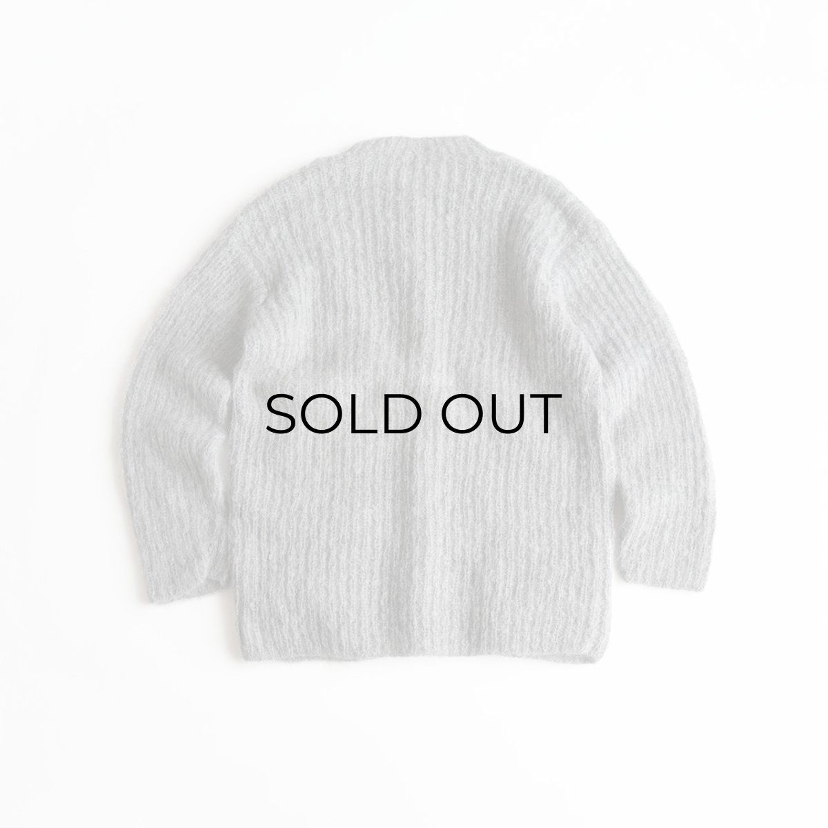 画像2: UNKNOWN BRAND MOHAIR HAND KNIT CREW NECK CARDIGAN (2)