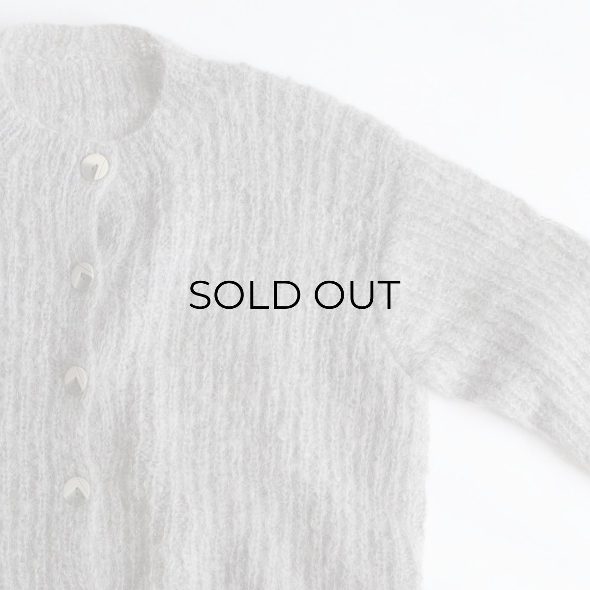 画像3: UNKNOWN BRAND MOHAIR HAND KNIT CREW NECK CARDIGAN (3)