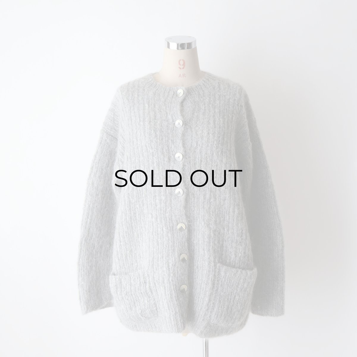 画像9: UNKNOWN BRAND MOHAIR HAND KNIT CREW NECK CARDIGAN (9)