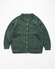 画像1: OLD UNKNOWN BRAND WOOL HAND KNIT CREW NECK FISHERMAN'S CARDIGAN (1)