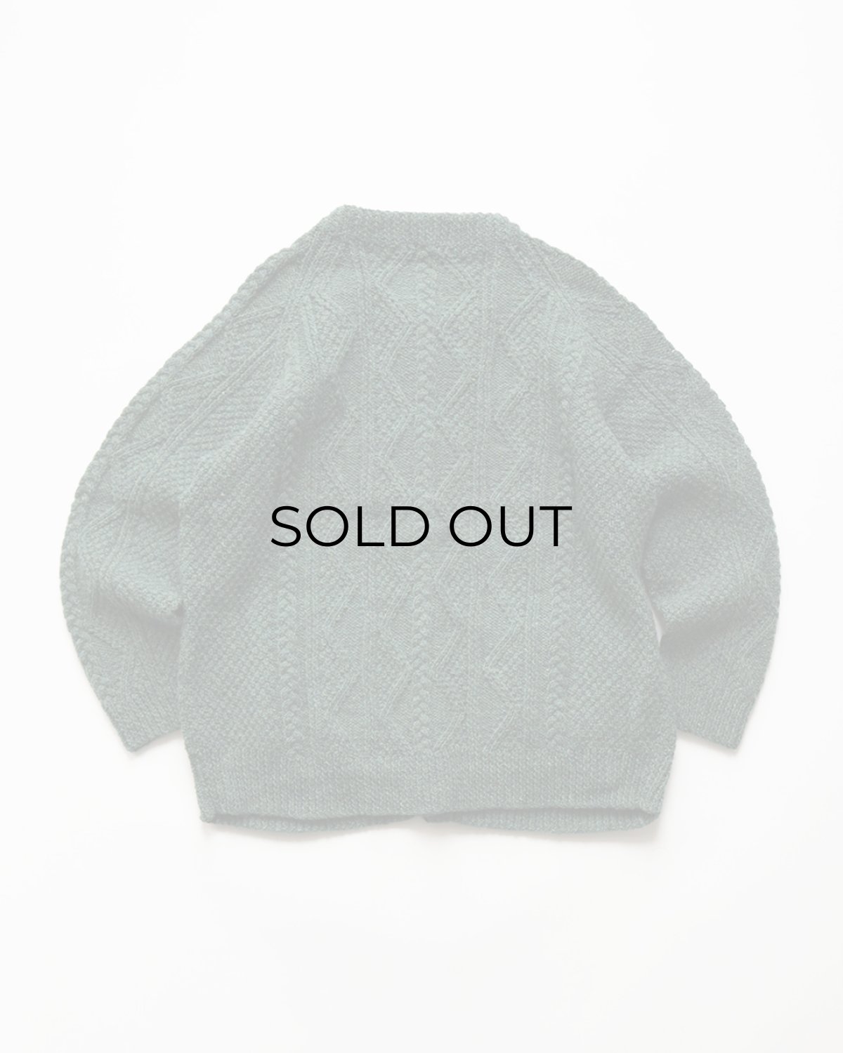 画像2: OLD UNKNOWN BRAND WOOL HAND KNIT CREW NECK FISHERMAN'S CARDIGAN (2)