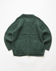 画像2: OLD UNKNOWN BRAND WOOL HAND KNIT CREW NECK FISHERMAN'S CARDIGAN (2)