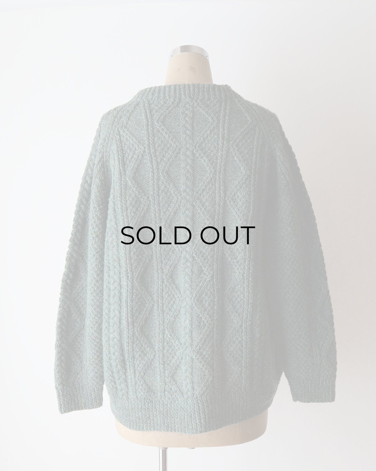 画像9: OLD UNKNOWN BRAND WOOL HAND KNIT CREW NECK FISHERMAN'S CARDIGAN (9)