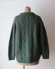 画像9: OLD UNKNOWN BRAND WOOL HAND KNIT CREW NECK FISHERMAN'S CARDIGAN (9)
