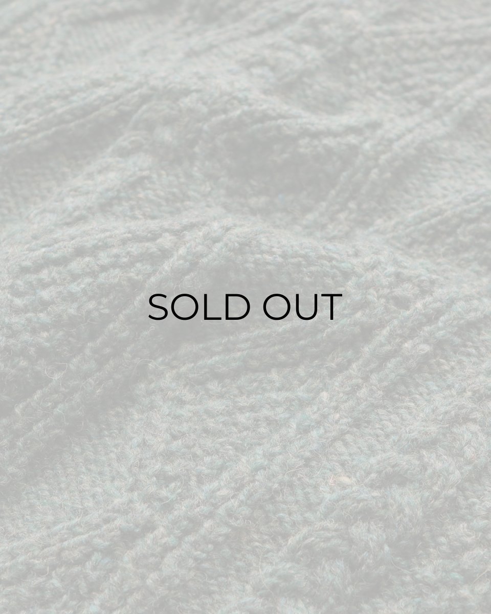 画像7: OLD UNKNOWN BRAND WOOL HAND KNIT CREW NECK FISHERMAN'S CARDIGAN (7)