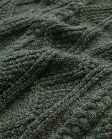 画像7: OLD UNKNOWN BRAND WOOL HAND KNIT CREW NECK FISHERMAN'S CARDIGAN (7)