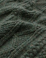 画像7: OLD UNKNOWN BRAND WOOL HAND KNIT CREW NECK FISHERMAN'S CARDIGAN (7)