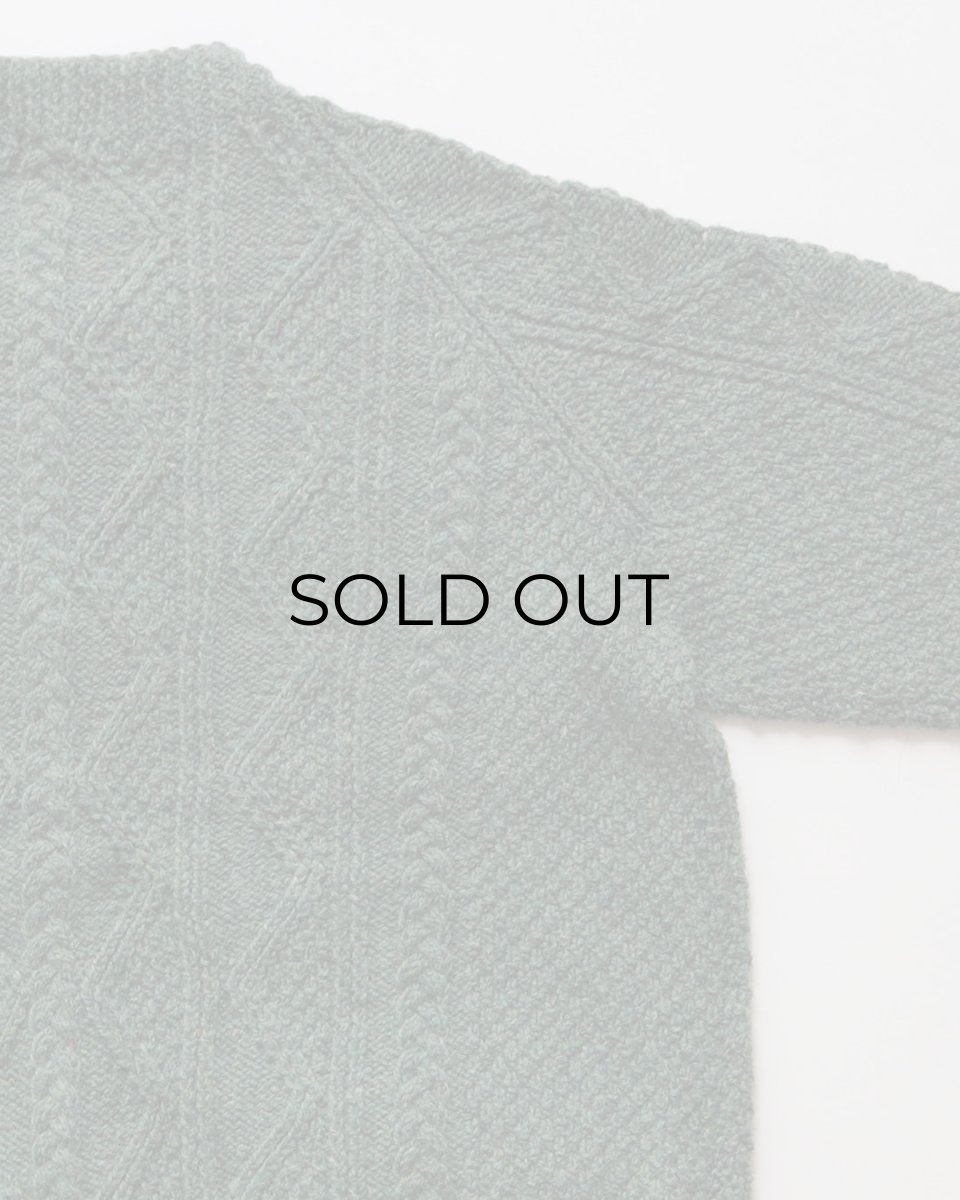 画像5: OLD UNKNOWN BRAND WOOL HAND KNIT CREW NECK FISHERMAN'S CARDIGAN (5)