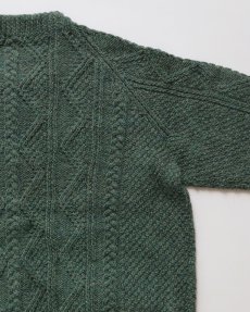 画像5: OLD UNKNOWN BRAND WOOL HAND KNIT CREW NECK FISHERMAN'S CARDIGAN (5)
