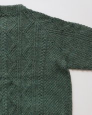 画像5: OLD UNKNOWN BRAND WOOL HAND KNIT CREW NECK FISHERMAN'S CARDIGAN (5)