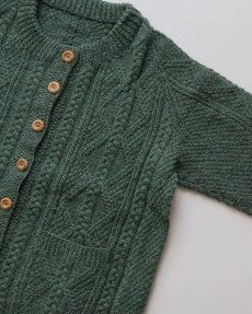 画像3: OLD UNKNOWN BRAND WOOL HAND KNIT CREW NECK FISHERMAN'S CARDIGAN (3)