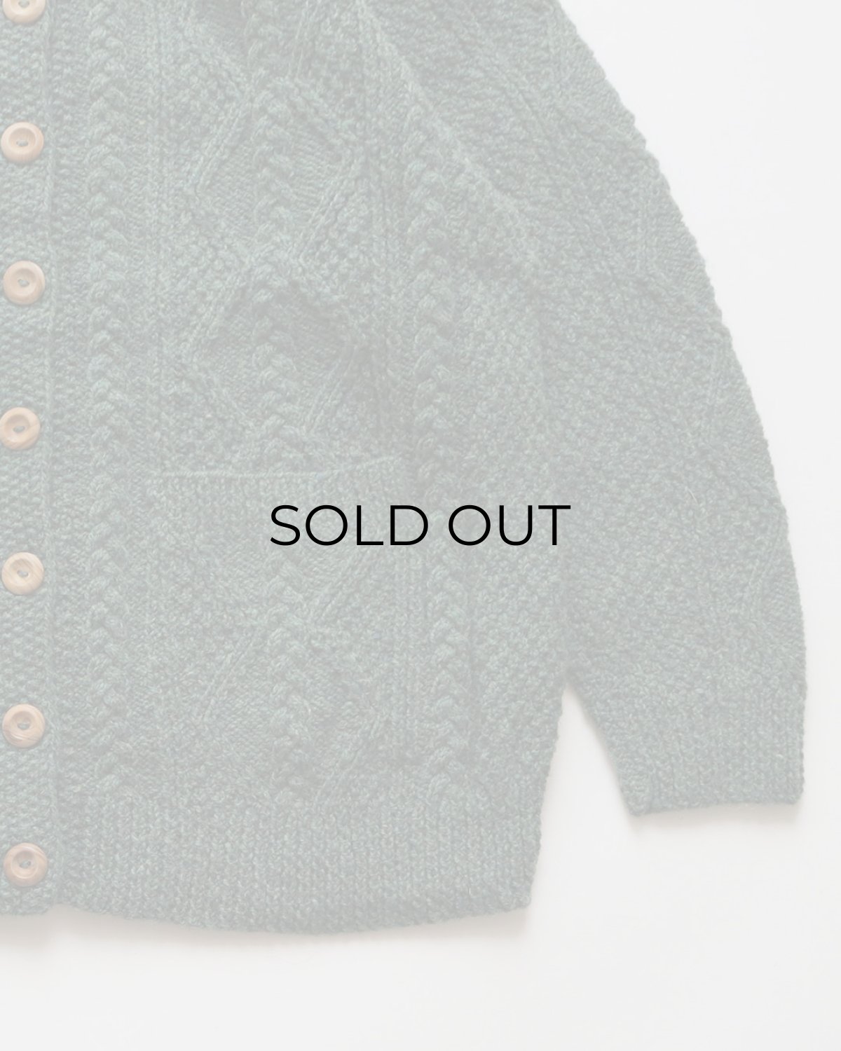 画像4: OLD UNKNOWN BRAND WOOL HAND KNIT CREW NECK FISHERMAN'S CARDIGAN (4)