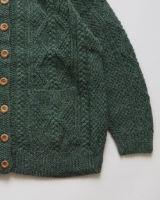 画像4: OLD UNKNOWN BRAND WOOL HAND KNIT CREW NECK FISHERMAN'S CARDIGAN (4)