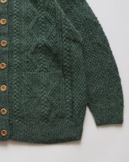 画像4: OLD UNKNOWN BRAND WOOL HAND KNIT CREW NECK FISHERMAN'S CARDIGAN (4)