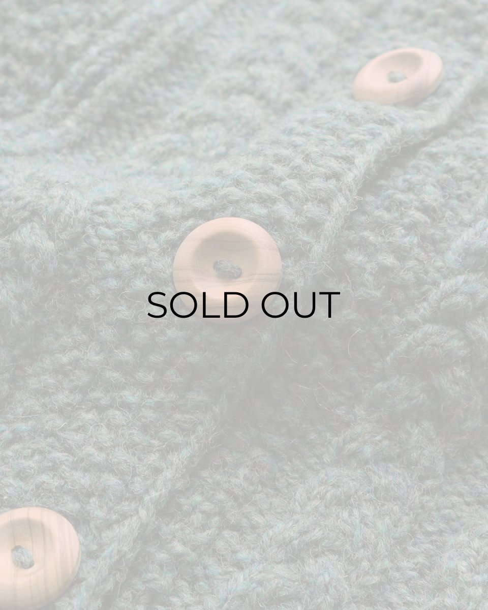 画像6: OLD UNKNOWN BRAND WOOL HAND KNIT CREW NECK FISHERMAN'S CARDIGAN (6)