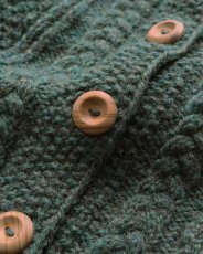 画像6: OLD UNKNOWN BRAND WOOL HAND KNIT CREW NECK FISHERMAN'S CARDIGAN (6)