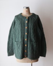 画像8: OLD UNKNOWN BRAND WOOL HAND KNIT CREW NECK FISHERMAN'S CARDIGAN (8)
