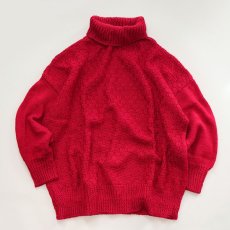 画像1: OLD UNKNOWN BRAND WOOL HAND KNIT TURTLE NECK WIDE SWEATER (1)