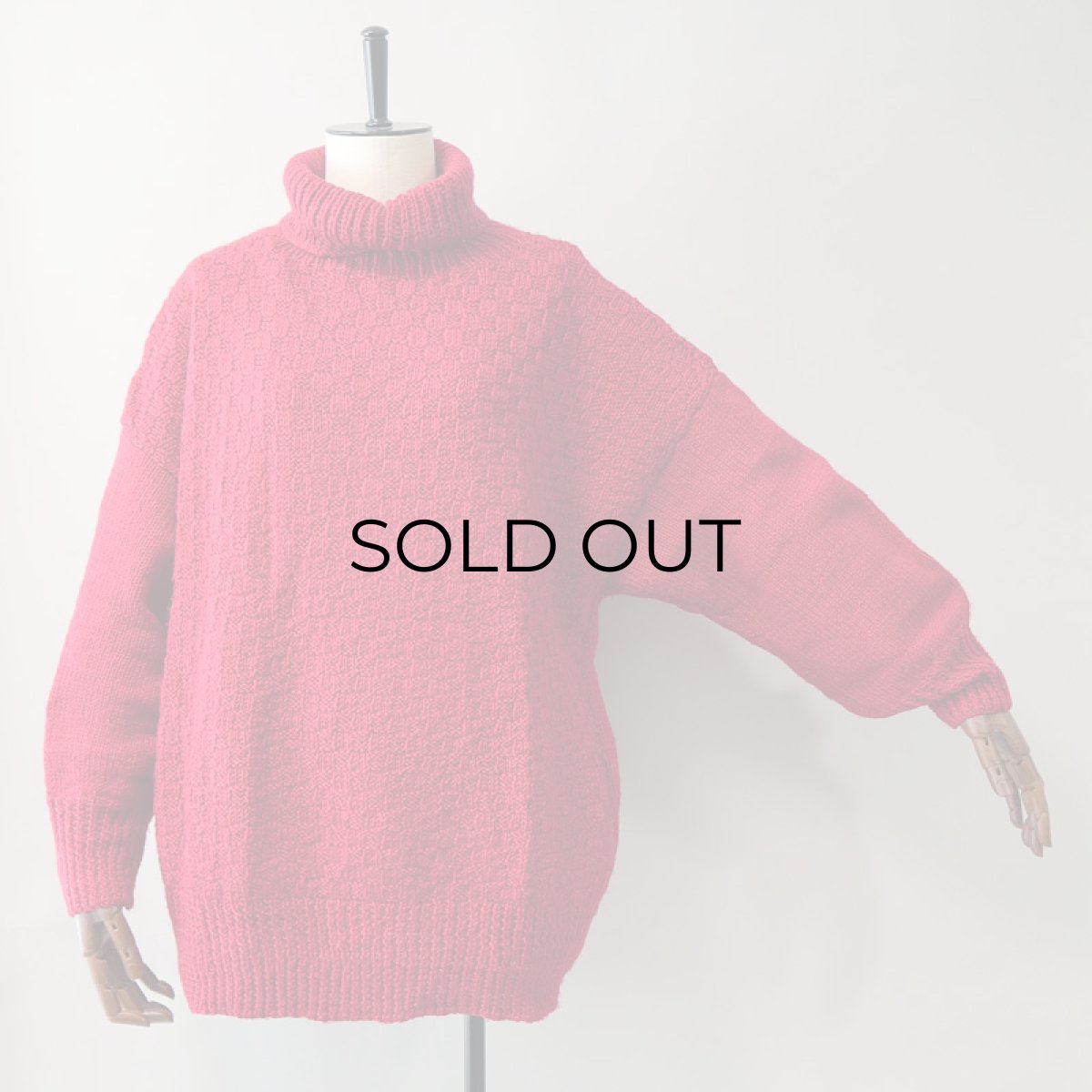 画像7: OLD UNKNOWN BRAND WOOL HAND KNIT TURTLE NECK WIDE SWEATER (7)