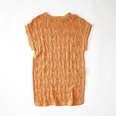 画像1: OLD COTTON HAND KNIT CROCHET VEST (1)