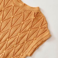 画像3: OLD COTTON HAND KNIT CROCHET VEST (3)