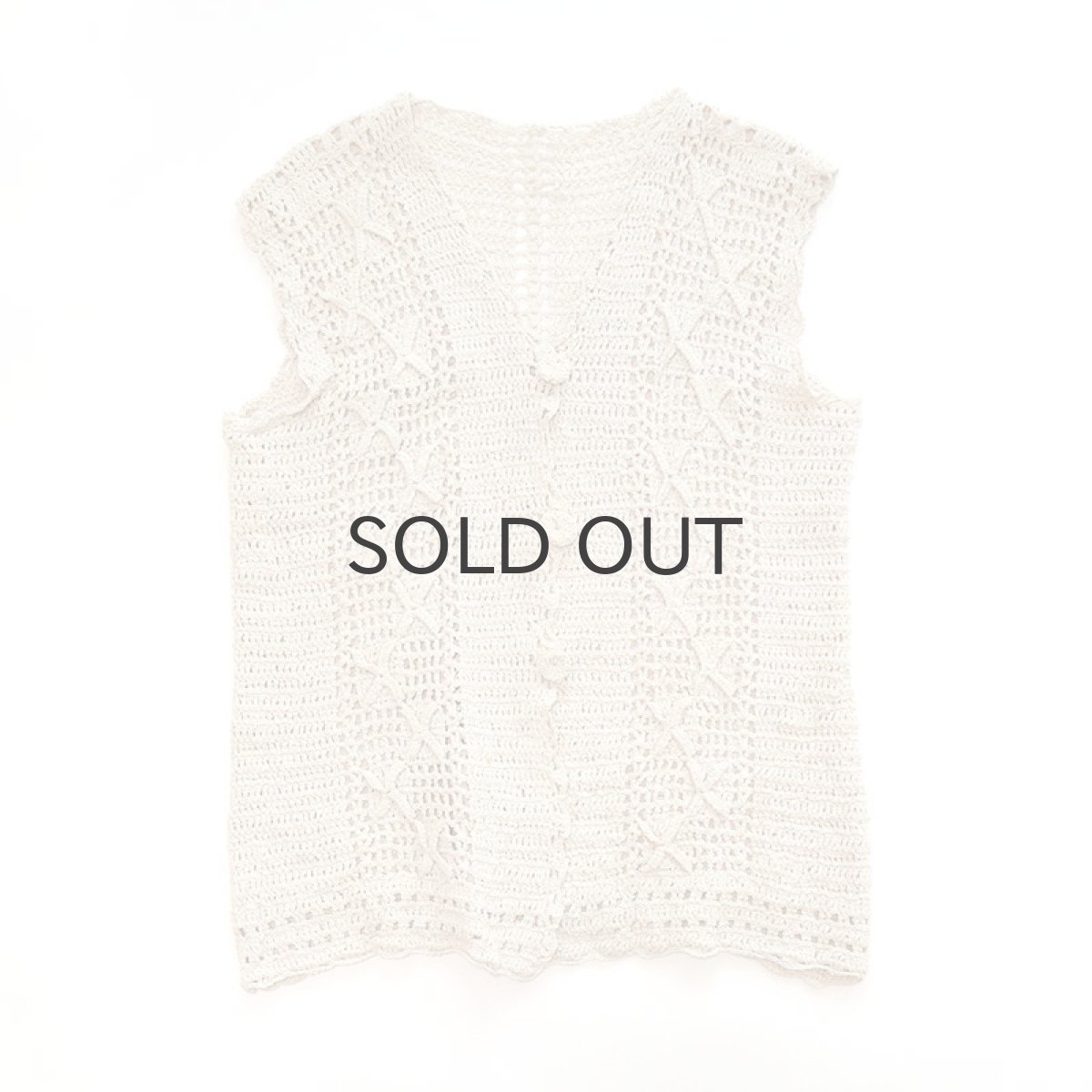 画像1: COTTON HAND KNIT CROCHET VEST (1)