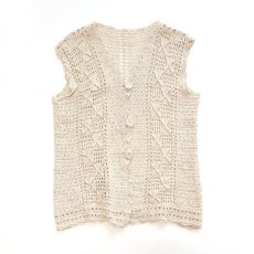 画像1: COTTON HAND KNIT CROCHET VEST (1)