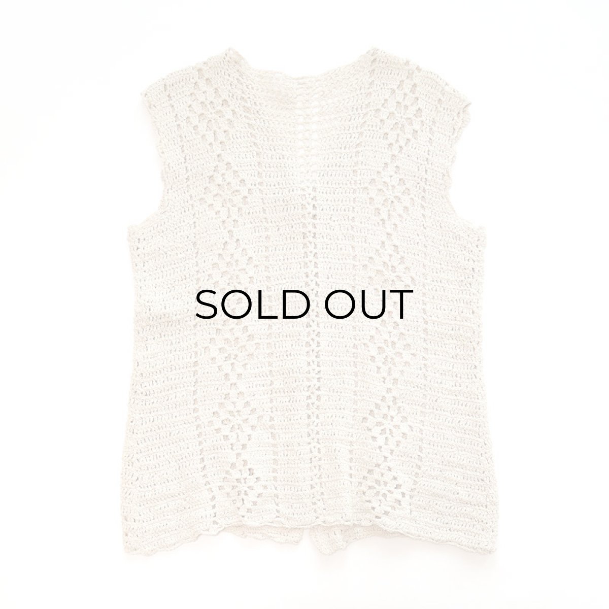 画像2: COTTON HAND KNIT CROCHET VEST (2)