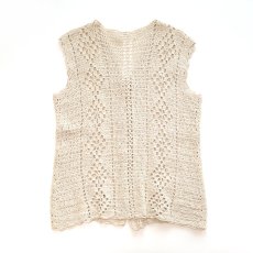 画像2: COTTON HAND KNIT CROCHET VEST (2)